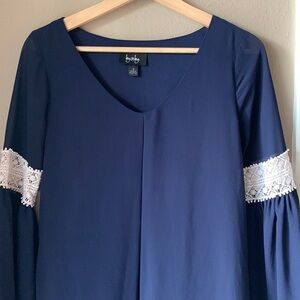 BY & BY Navy Blue Bell Sleeve Mini Dress